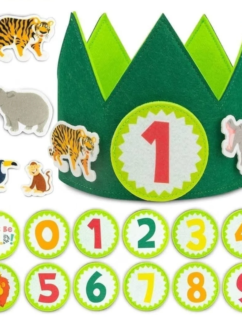 Green Felt Birthday Crown with Number Patches